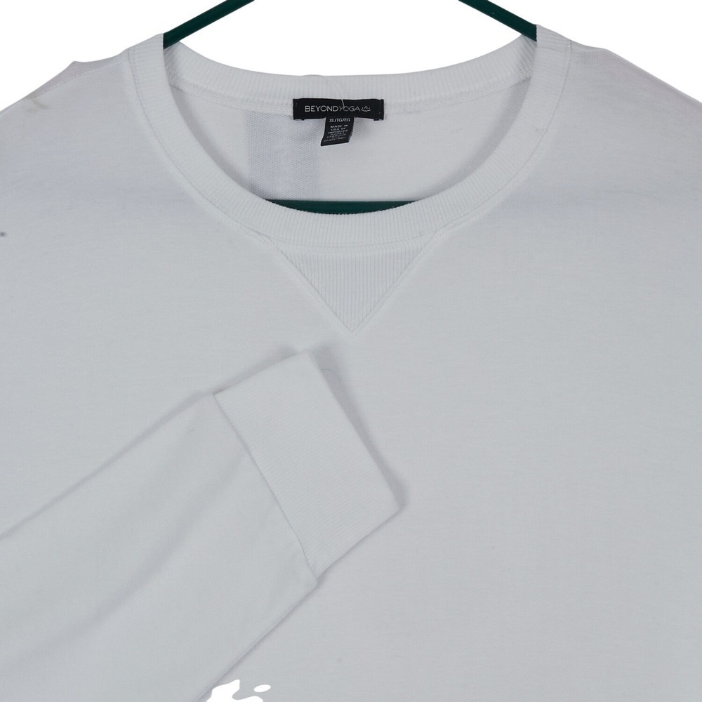 Beyond Yoga Sweatshirt Men's XL White Pullover Modal Stretch Long Sleeve‎ READ